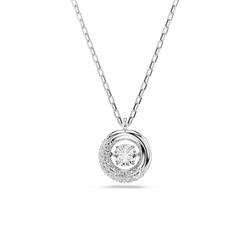 Swarovski Dextera Pendant Round Cut, White, Rhodium Plated