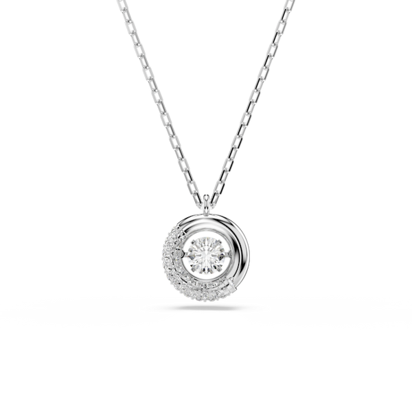 Swarovski Dextera Pendant Round Cut, White, Rhodium Plated