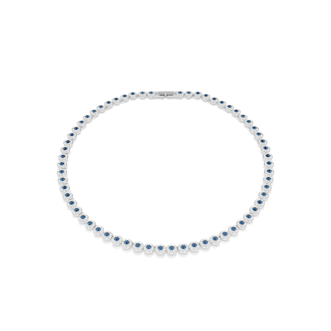 Swarovski Una Angelic Tennis Necklace Round Cut, Blue, Rhodium Plated