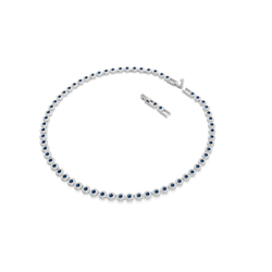 Swarovski Una Angelic Tennis Necklace Round Cut, Blue, Rhodium Plated