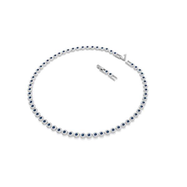 Swarovski Una Angelic Tennis Necklace Round Cut, Blue, Rhodium Plated