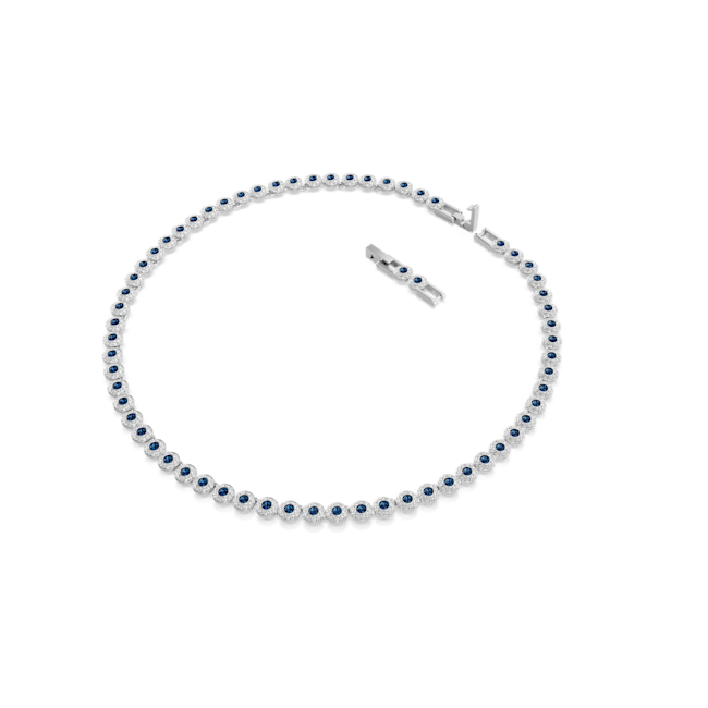 Swarovski Una Angelic Tennis Necklace Round Cut, Blue, Rhodium Plated