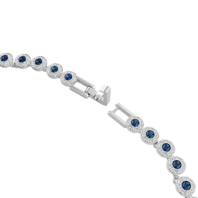 Swarovski Una Angelic Tennis Necklace Round Cut, Blue, Rhodium Plated