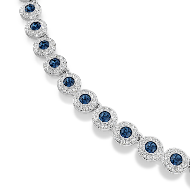 Swarovski Una Angelic Tennis Necklace Round Cut, Blue, Rhodium Plated