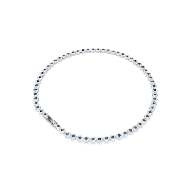 Swarovski Una Angelic Tennis Necklace Round Cut, Blue, Rhodium Plated