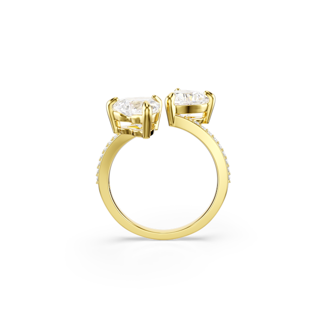 The Swarovski Mesmera Attract Open Heart Ring, a gold plated ring from Swarovski, available at OD’s Jewellers in St Helens