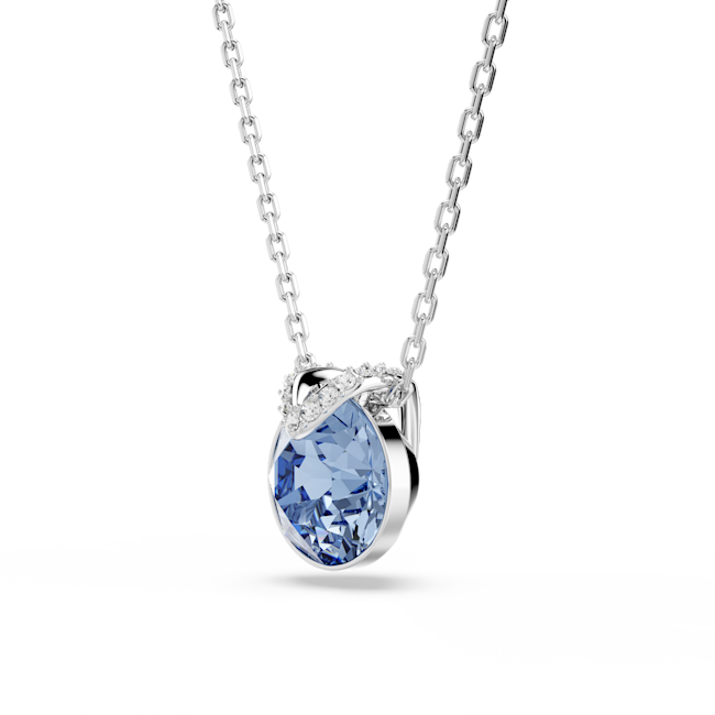 Swarovski Bella V Pendant Round Cut, Blue, Rhodium Plated