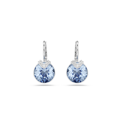 Swarovski Bella V Round Cut Blue Earrings Rhodium Plated