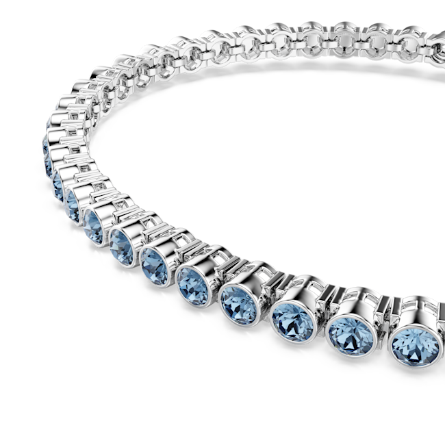 Swarovski Imber Emily Tennis Bracelet Round Cut, Blue, Rhodium Plated