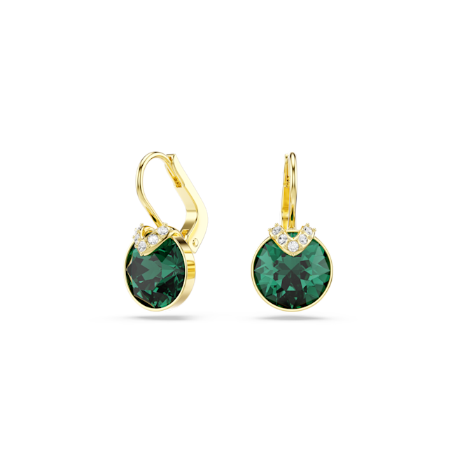Swarovski Bella V Green Drop Earrings Gold Plated