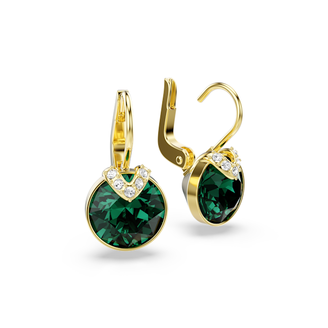Swarovski Bella V Green Drop Earrings Gold Plated