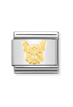 Composable Nomination Link featuring a golden French Bulldog. Part of the Nomination charm bracelet collection.