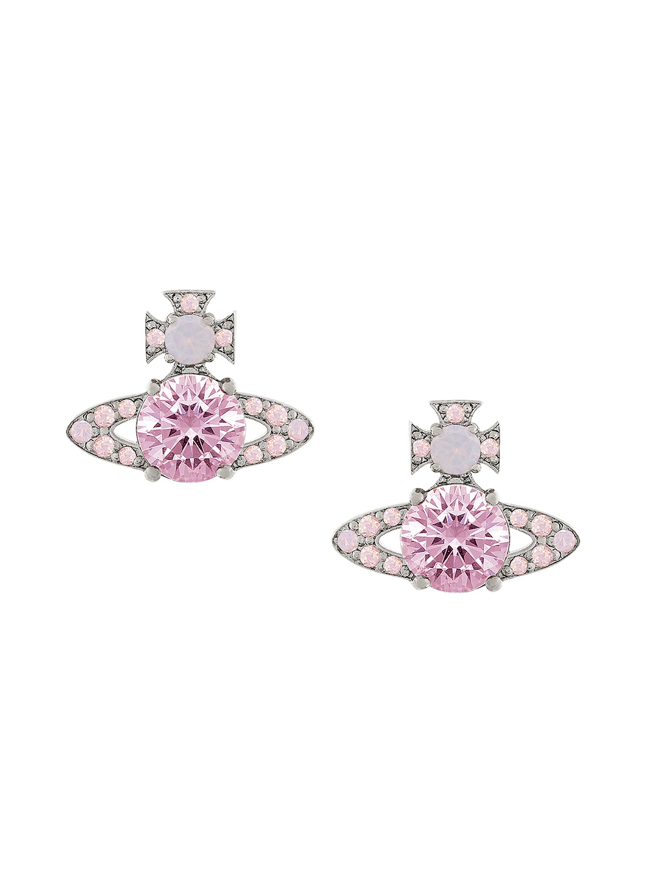 Vivienne Westwood Platinum Plated Ismene, Milky Pink CZ Earrings 6201034M-02P652-