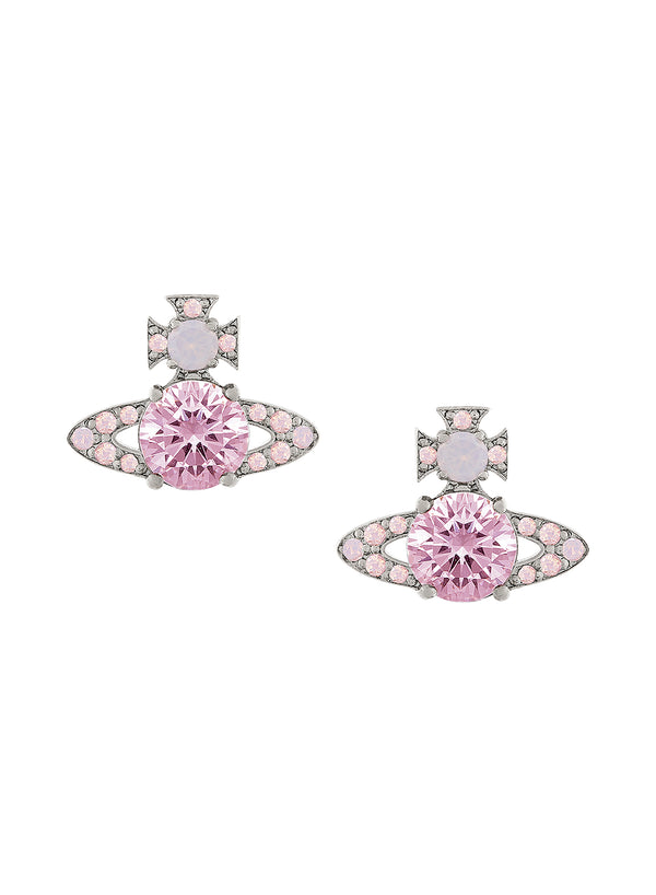 Vivienne Westwood Platinum Plated Ismene, Milky Pink CZ Earrings 6201034M-02P652-