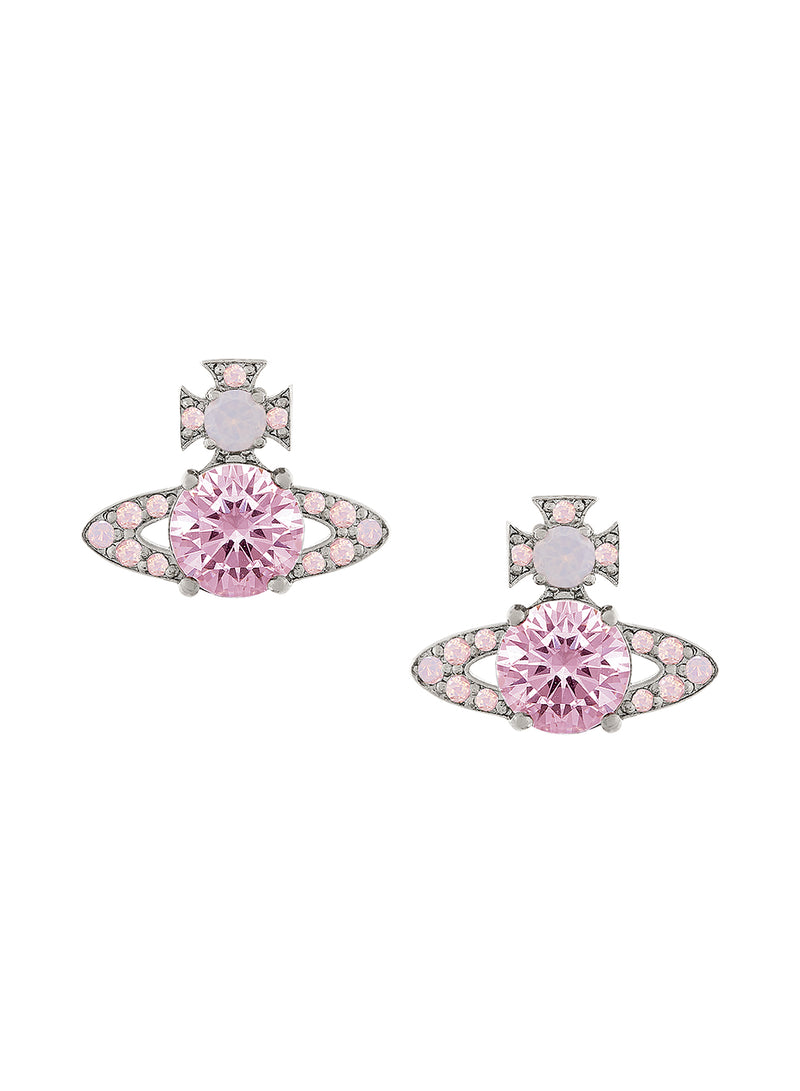 Vivienne Westwood Platinum Plated Ismene, Milky Pink CZ Earrings 6201034M-02P652-