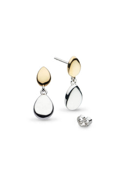 Kit Heath Golden Coast Pebble Stud With Silver Droplet Earrings