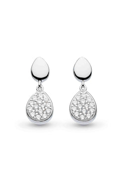 Kit Heath Coast Pebble Glisten Pave CZ Drop Earrings in Silver