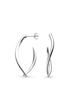 Kit Heath Entwine Twine Twist Link Grande Hoop Earrings-Silver