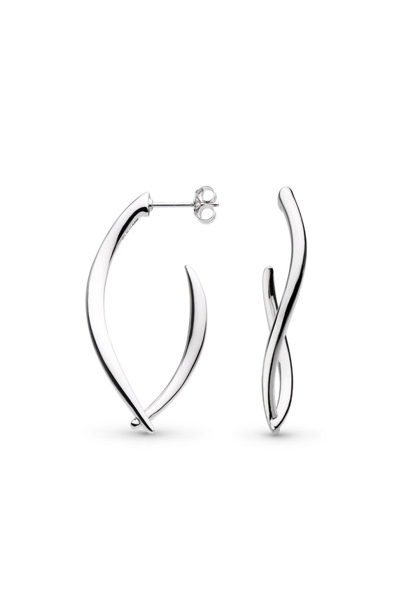 Kit Heath Entwine Twine Twist Link Grande Hoop Earrings-Silver