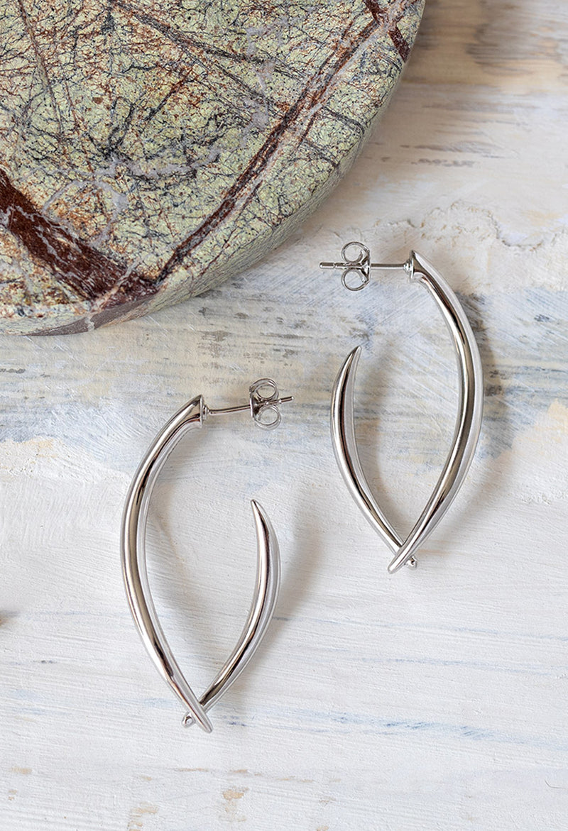 Kit Heath Entwine Twine Twist Link Grande Hoop Earrings in Silver