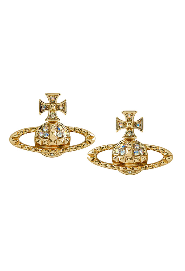 Vivienne Westwood Crystal Mayfair Bas Relief Earrings Gold Plated