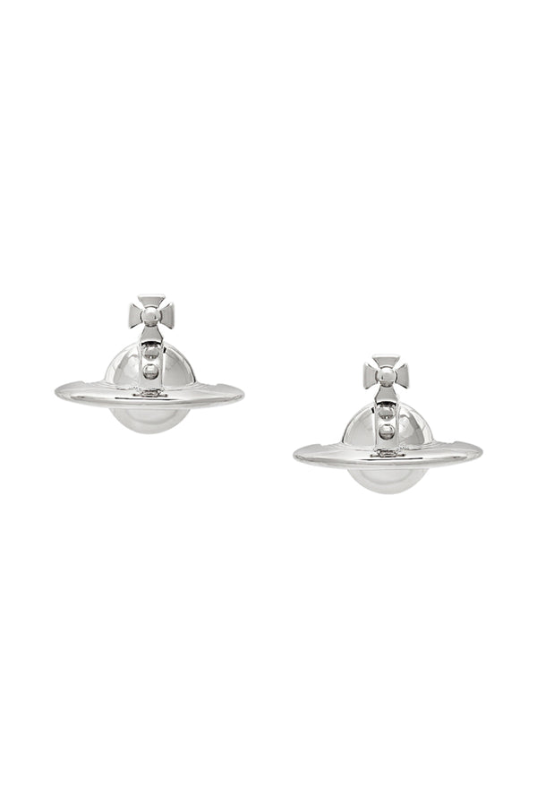 Vivienne Westwood Solid Orb Earrings, platinum plated silver jewelry from Vivienne Westwood, OD’s Jewellers in St Helens.