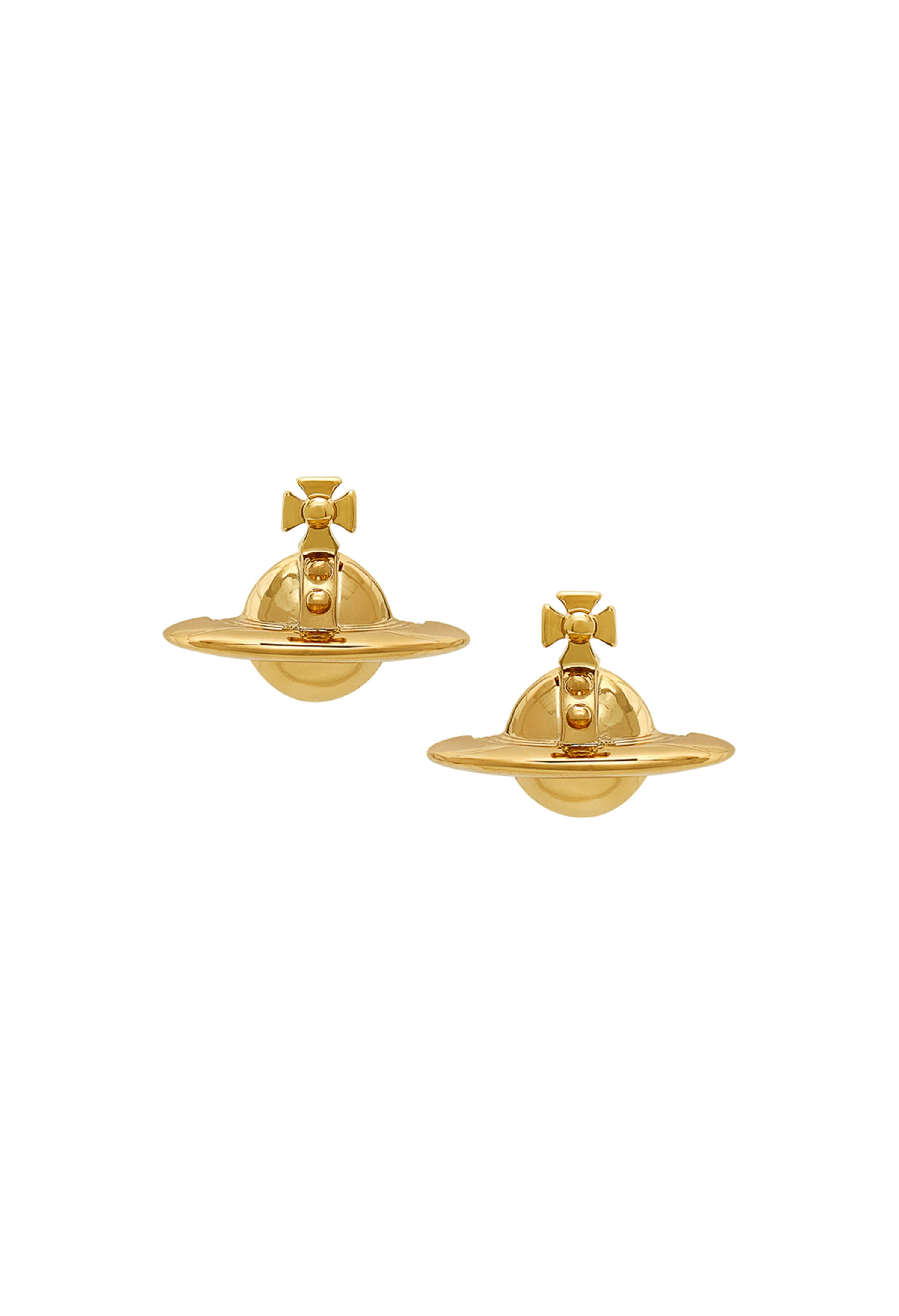 Vivienne Westwood Gold Plated Solid Orb Earrings 62010038-02R001-CN