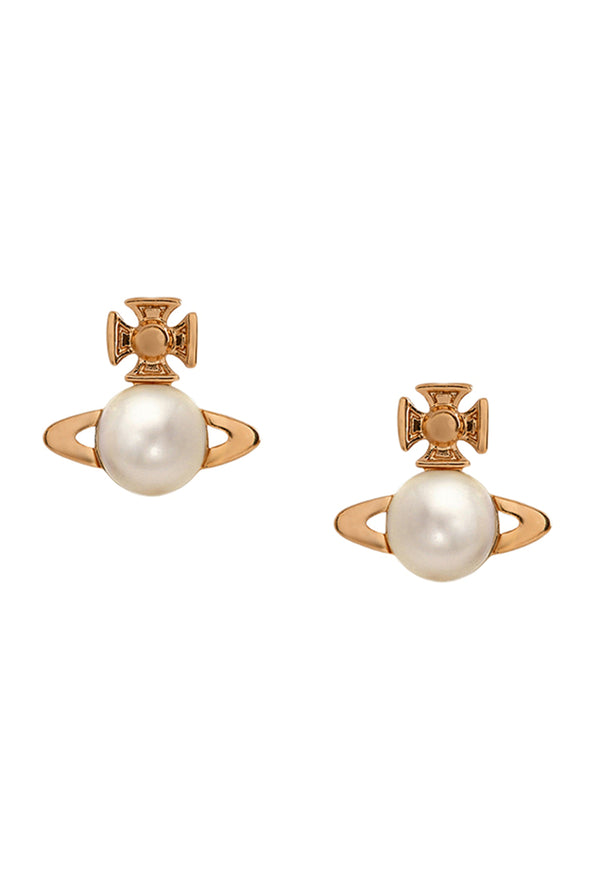 Vivienne Westwood Cream Pearl Balbina Earrings Rose Gold Plated