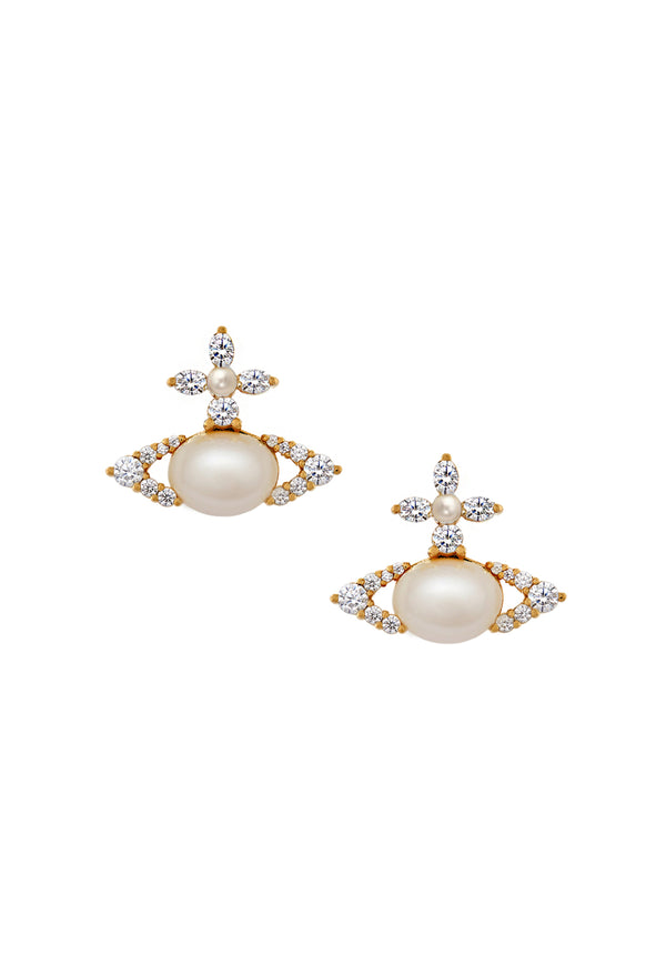 Vivienne Westwood Cream Pearl Ada Earrings Gold Plated