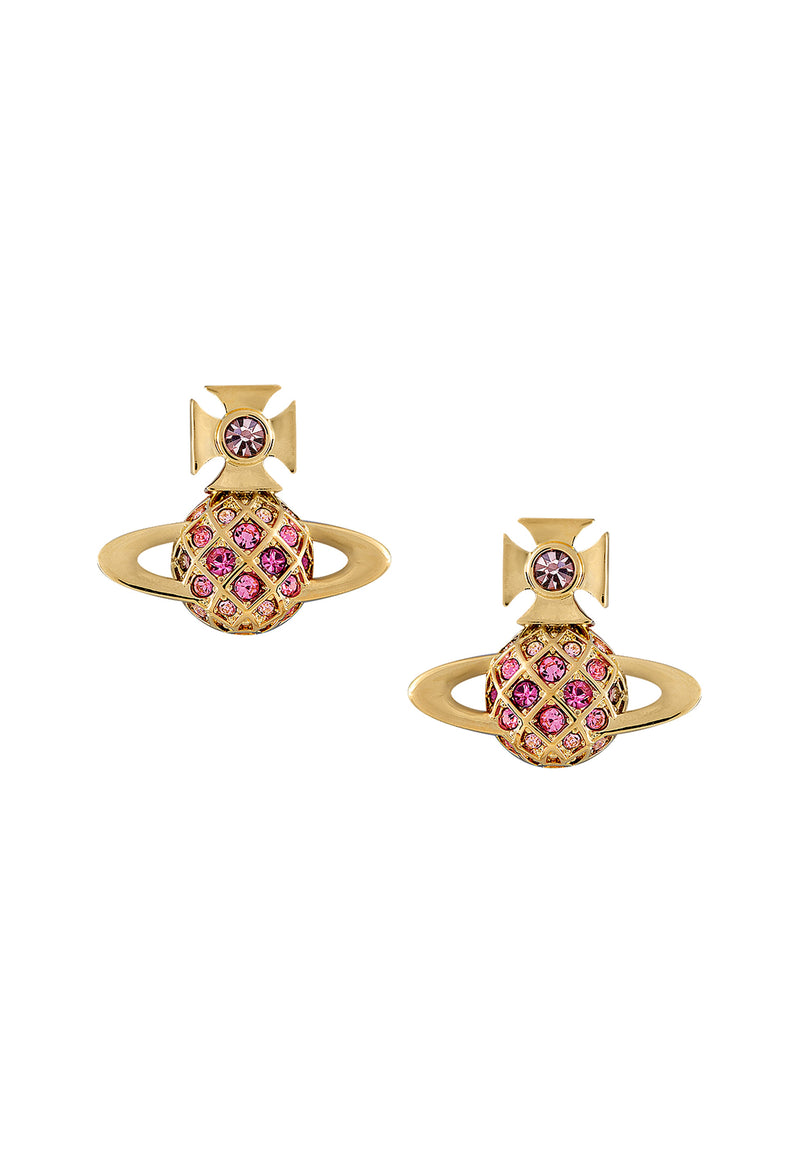 Vivienne Westwood Willa Rose / Pink / Fuchsia Bas Relief Earrings Gold Plated