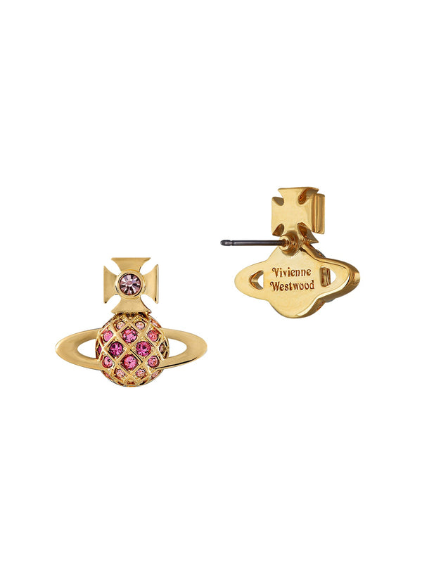 Vivienne Westwood Willa Rose / Pink / Fuchsia Bas Relief Earrings Gold Plated