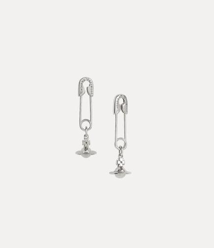 Vivienne Westwood Sterling Silver Safety Pin Earrings 6201035Y-01P019-001