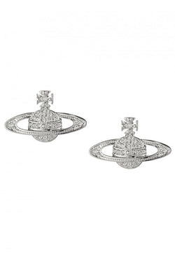 Vivienne Westwood Crystal Mini Bas Relief Earrings Platinum Plated