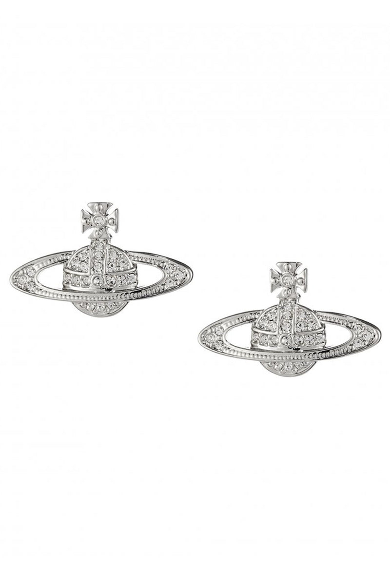 Vivienne Westwood Crystal Mini Bas Relief Earrings Platinum Plated