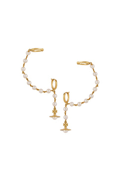 Vivienne Westwood Cream Pearl Samara Earrings Gold Plated