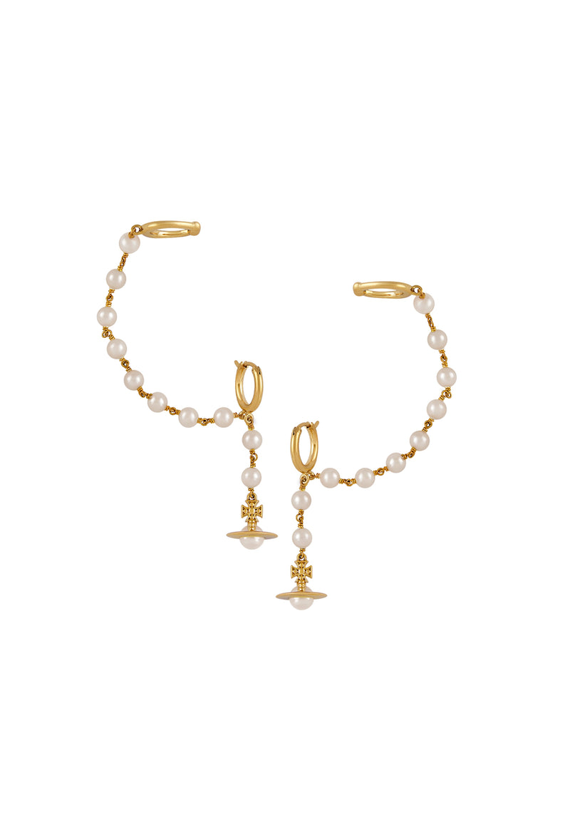 Vivienne Westwood Cream Pearl Samara Earrings Gold Plated