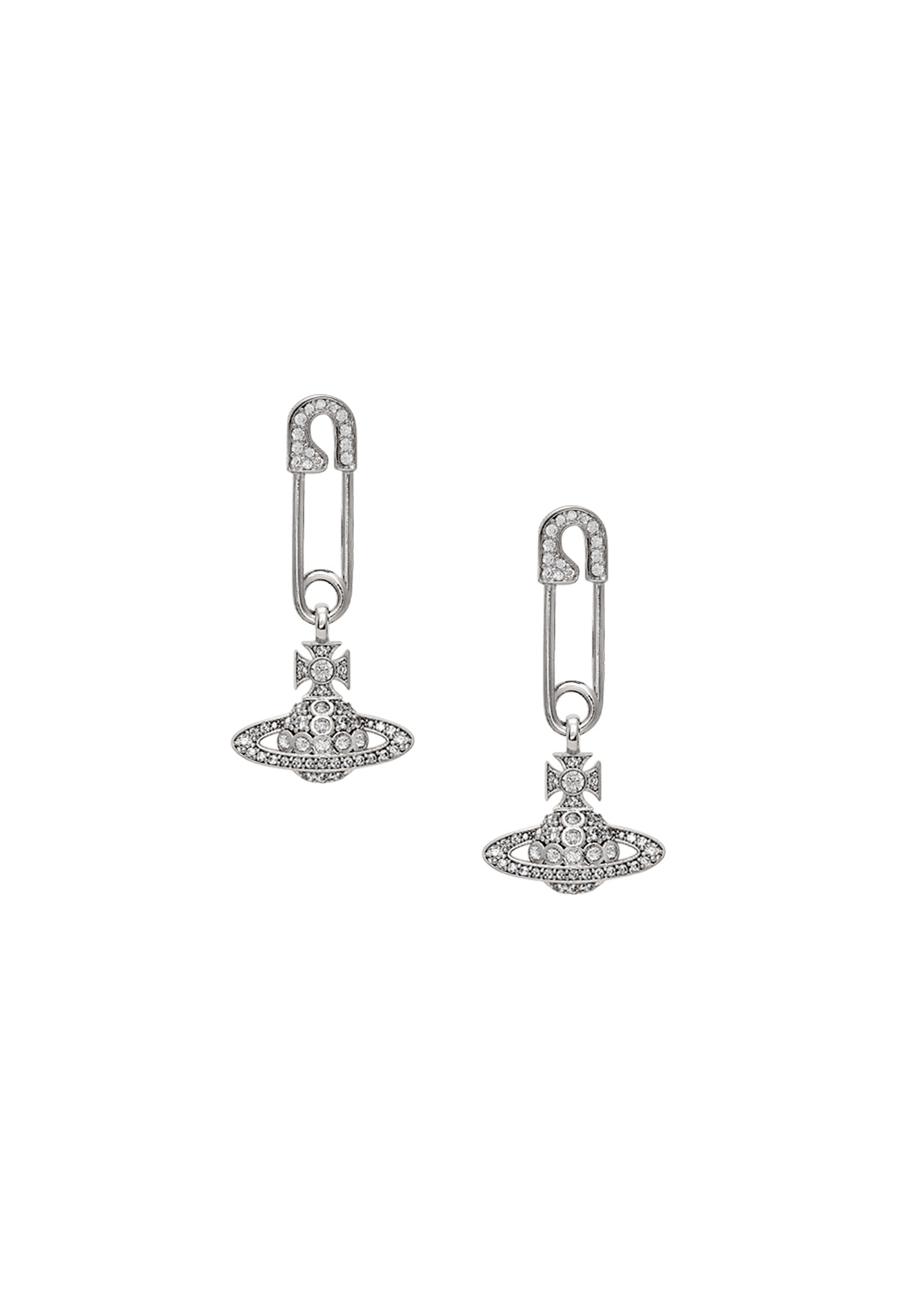 Vivienne Westwood Platinum Plated Lucrese Drop Earrings 62030043-02P102-IM