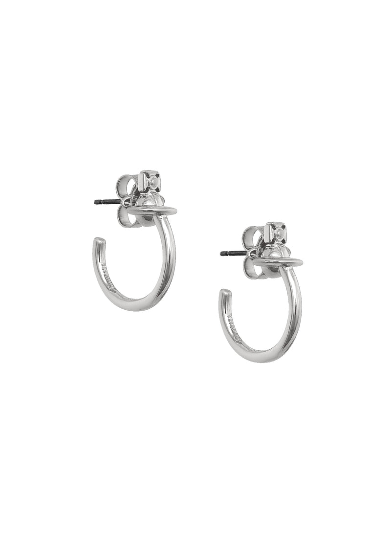 The Vivienne Westwood Vera Hoop Earrings, a platinum plated hoop from Vivienne Westwood, available at OD’s Jewellers in St Helens.