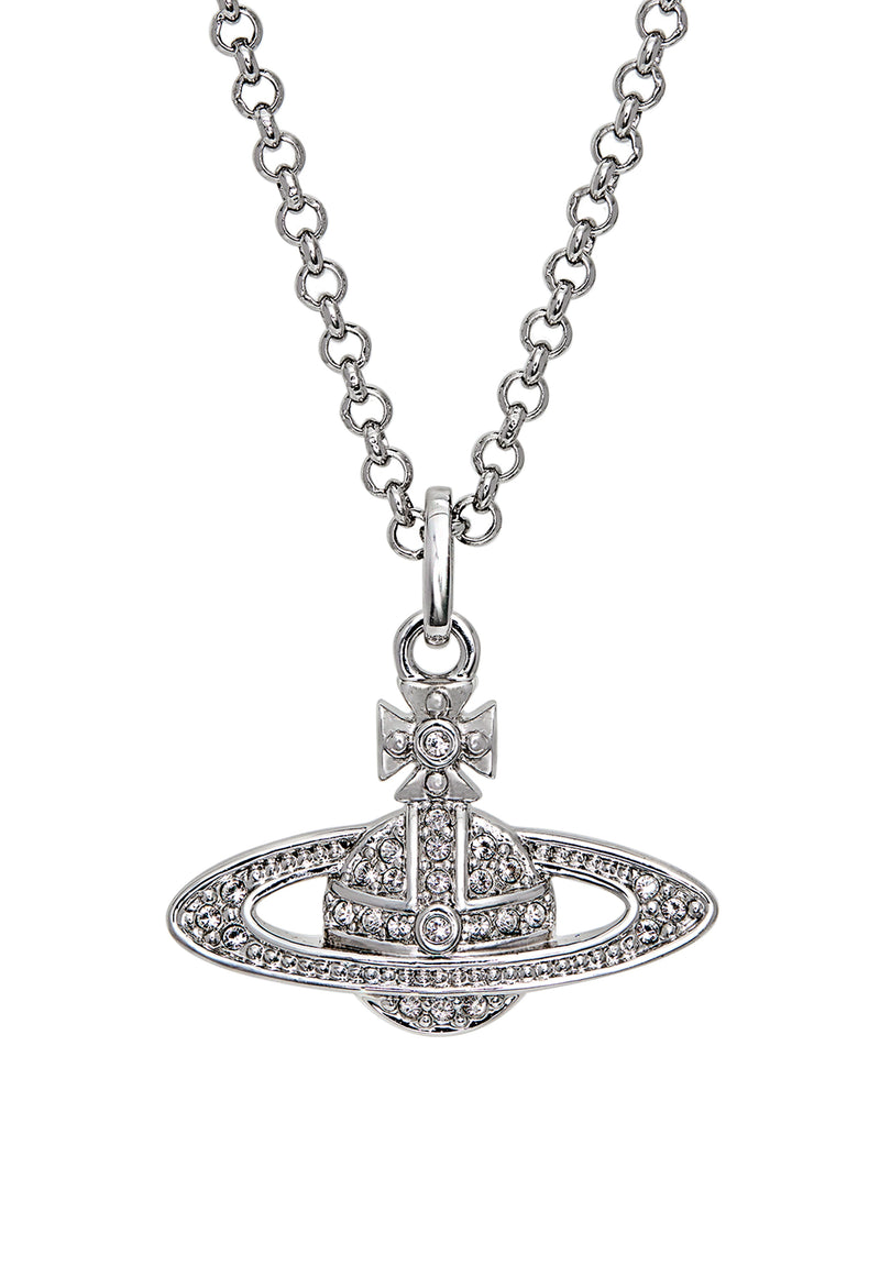 The Vivienne Westwood Mini Bas Relief Crystal Necklace, a platinum plated necklace from Vivienne Westwood, available at OD’s Jewellers in St Helens.