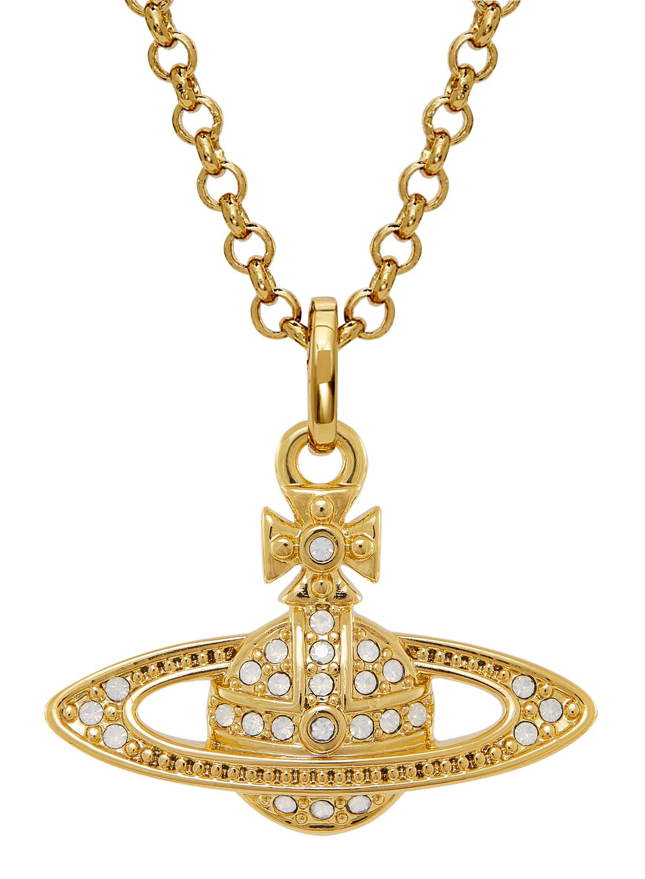 Vivienne Westwood White Opal Mini Bas Relief Pendant Gold Plated OD s Jewellers