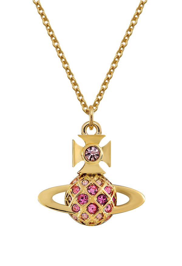 Vivienne Westwood Willa Rose / Pink / Fuchsia Bas Relief Pendant Gold Plated