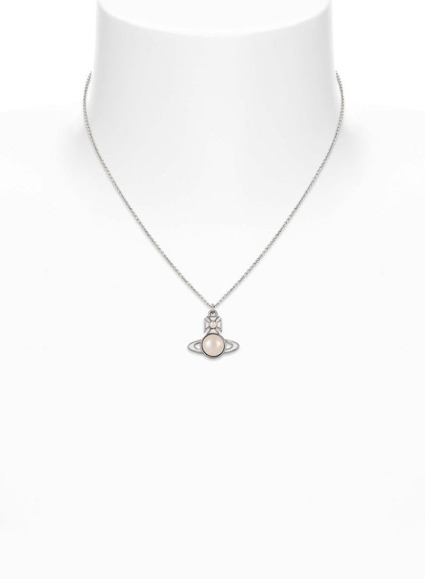 Vivienne Westwood Tillya Pearl Pendant White Enamel Platinum Plated