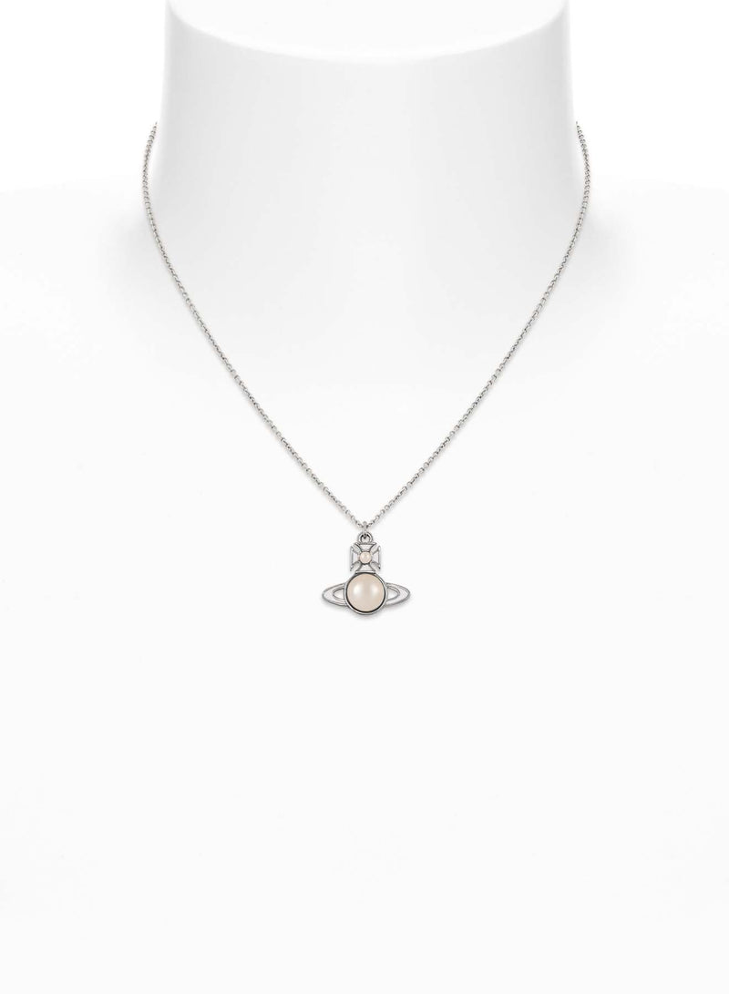 Vivienne Westwood Tillya Pearl Pendant White Enamel Platinum Plated