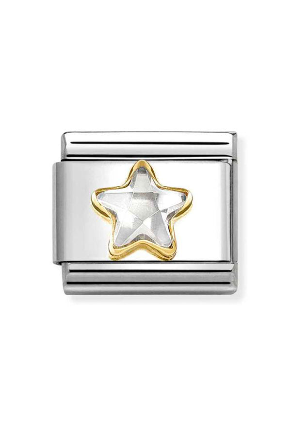 Nomination Composable Classic Link Faceted Clear Star in Gold
