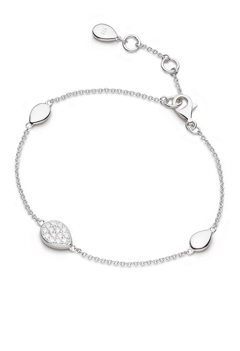 Kit Heath Coast Pebble Glisten Pave CZ Station Bracelet in Silver