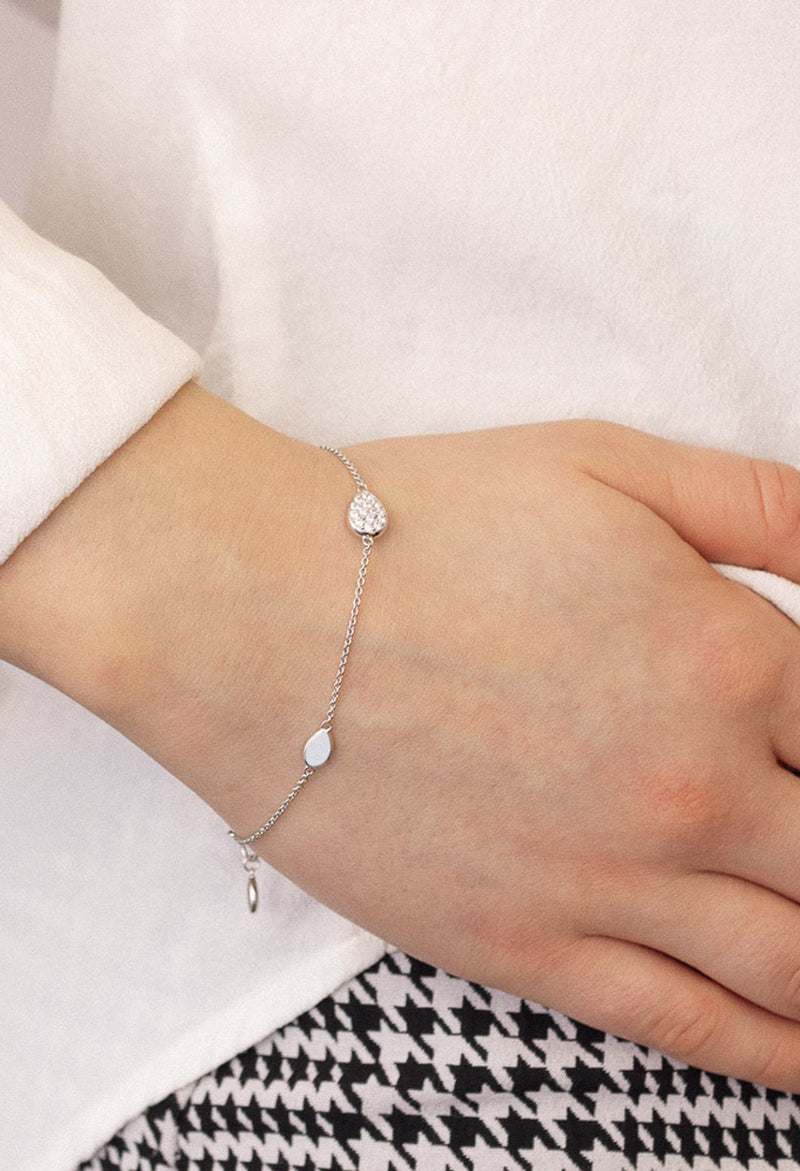 Kit Heath Coast Pebble Glisten Pave CZ Station Bracelet in Silver