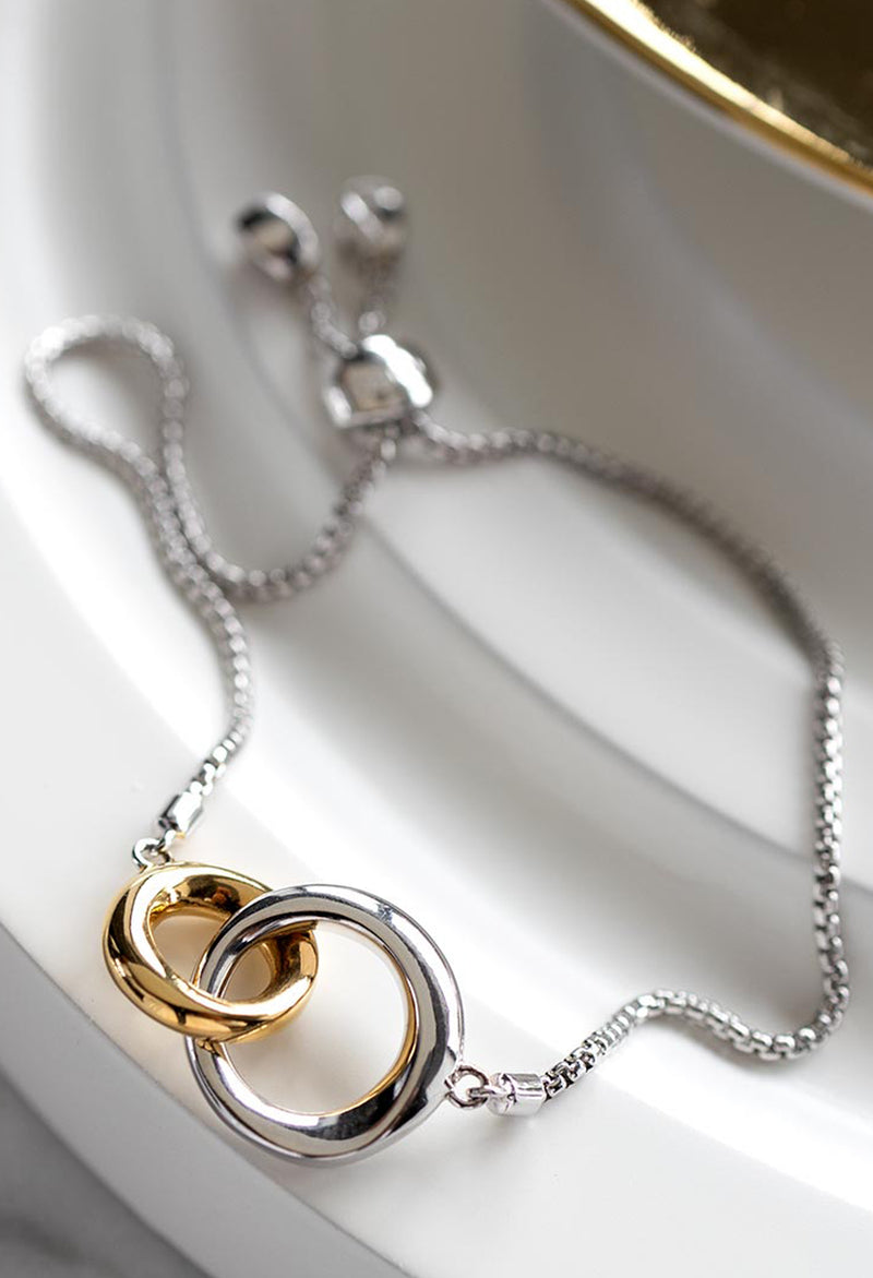 Kit Heath Bevel Cirque Link Golden Toggle Bracelet in Silver Gold Plated