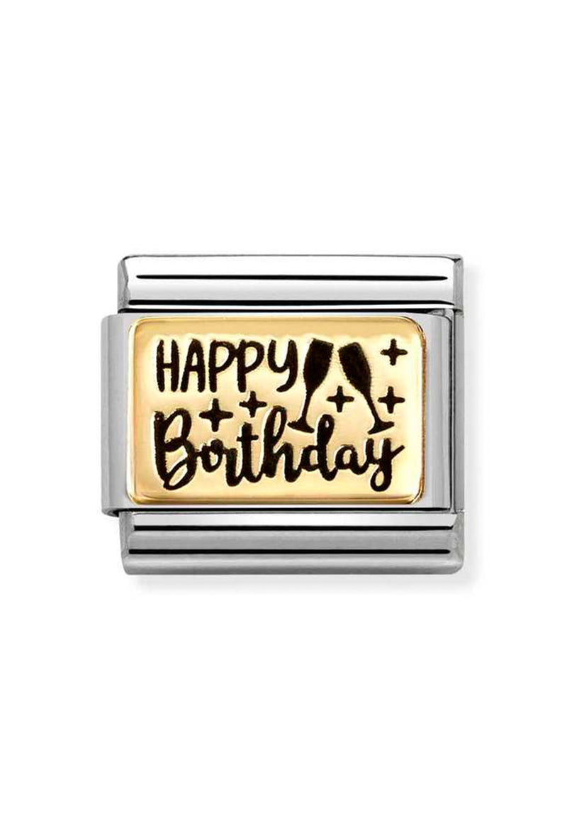Nomination Composable Classic Link Happy Birthday in Gold
