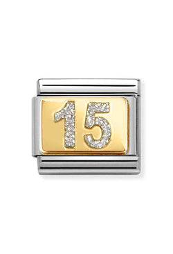 Nomination Composable Classic GLITTER PLATES 15 in Steel, Enamel and 750 Gold