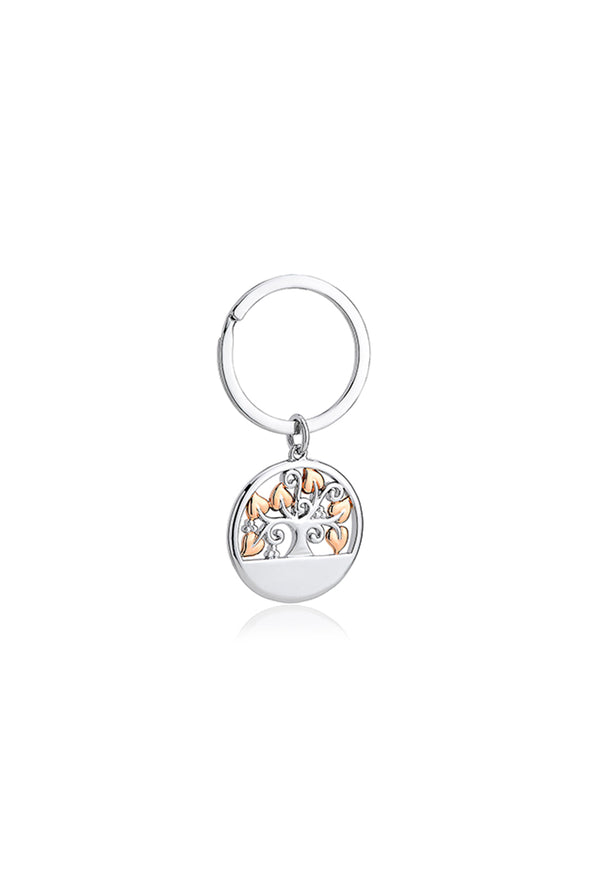 The Clogau Tree Of Life Key Ring, a silver with rose-gold accents metal jewelry from Clogau, available at OD’s Jewellers in St Helens.